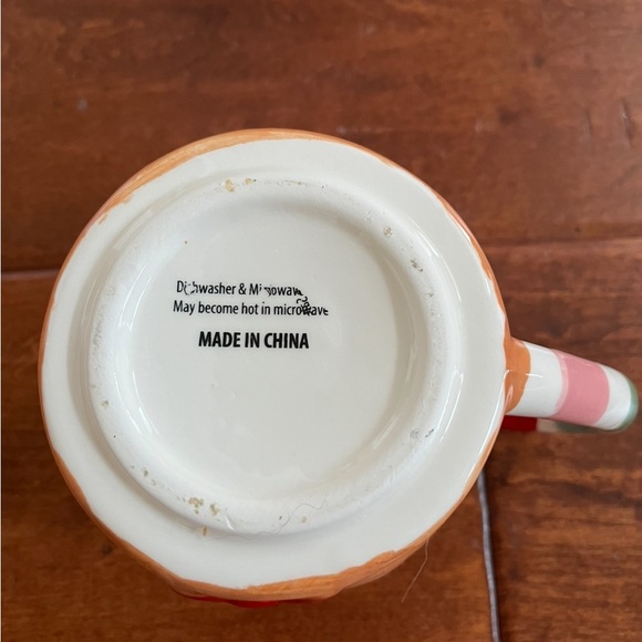 Gingerbread Man Ceramic Christmas Coffee Mug Red Bow Tie Polka Dots Stripes NEW - Picture 3 of 6